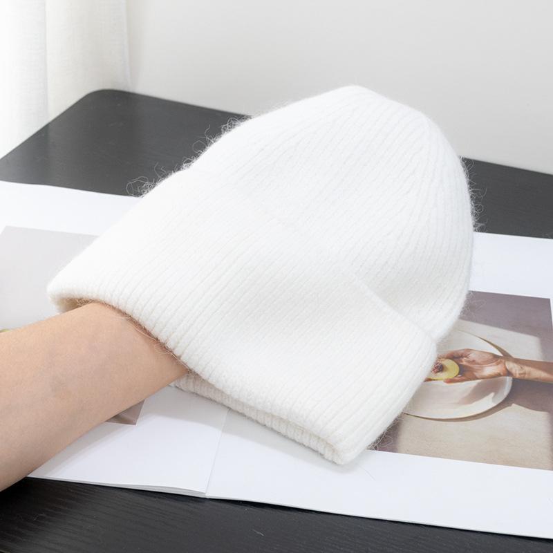 Корейская шапка с капюшоном из меха кролика карамельного цвета для женщин, теплая вязаная шапка, симпатичная корейская японская холодная шапка, вирусный тренд в Instagram