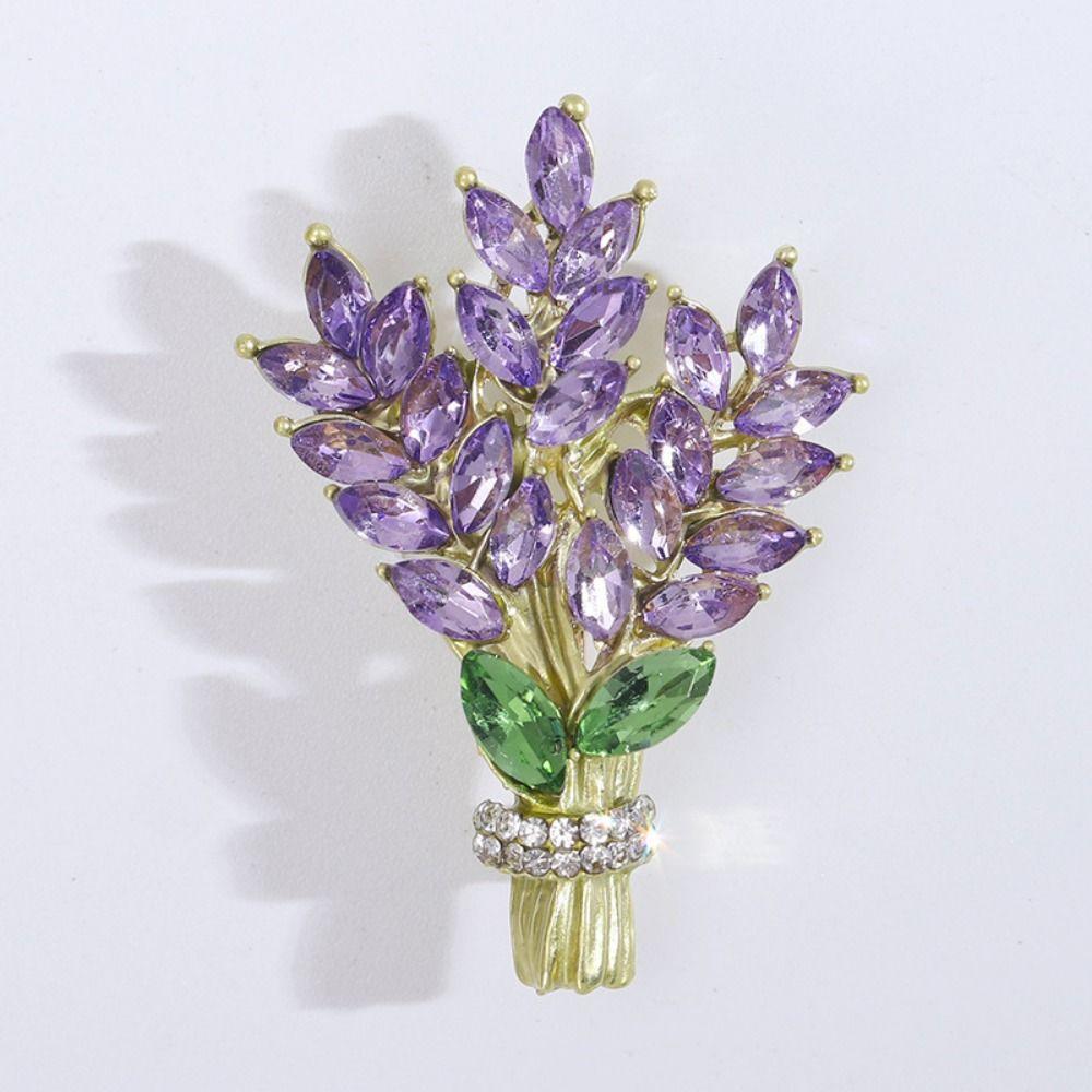 Lavender Lavender Brooch Flower Rhinestone Lavender Shape Pin Crystal Lavender Lapel Pins Ornament
