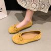 Flat Shoes Round Head Candy Color Suede Single Shoes 2025 Early Spring Ballet Shoes Temperament Evening Shoes Grandma Shoes