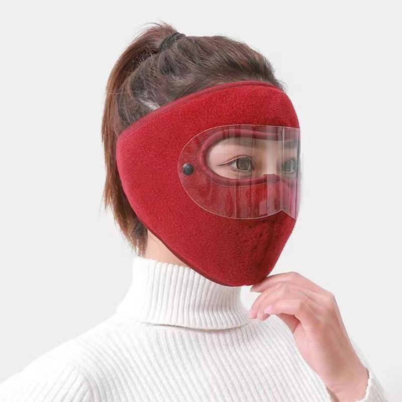 Ветрозащитная теплая маска для лица Зимняя шапка Лыжные дышащие маски Флисовые защитные шапки с очками HD Противотуманная велосипедная шапка Балаклава