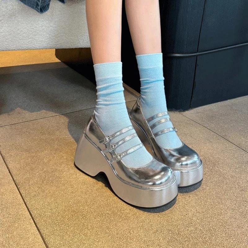 Модная обувь для женщин 2024 Новые туфли Мэри Джейн на толстом каблуке и платформе Модные универсальные женские туфли Преппи Лолита Обувь для девочек