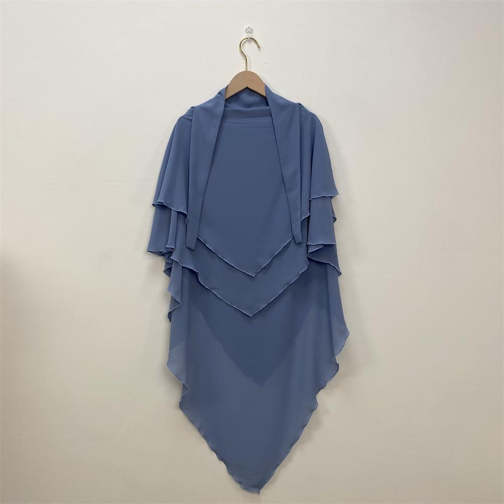 Однотонный двухслойный шифоновый платок на голову — стиль Ближнего Востока, Дубая, Турции. (Большой, 2305)