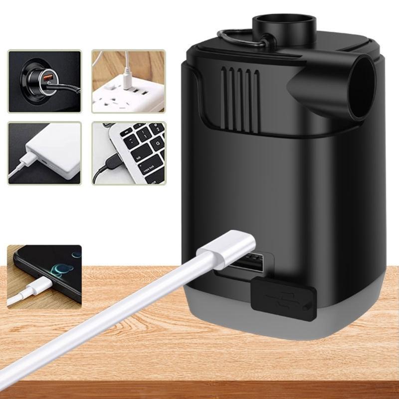 Портативный маленький насос для надувных матрасов, электрический насос для надувания с фонарем для кемпинга, для надувных матрасов, надувных игрушек для бассейна, простой в использовании