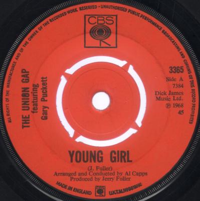 7-дюймовая пластинка UNION GAP GARY PUCKETT Young Girl 3365 CBS 1968 UK Rock Б/у