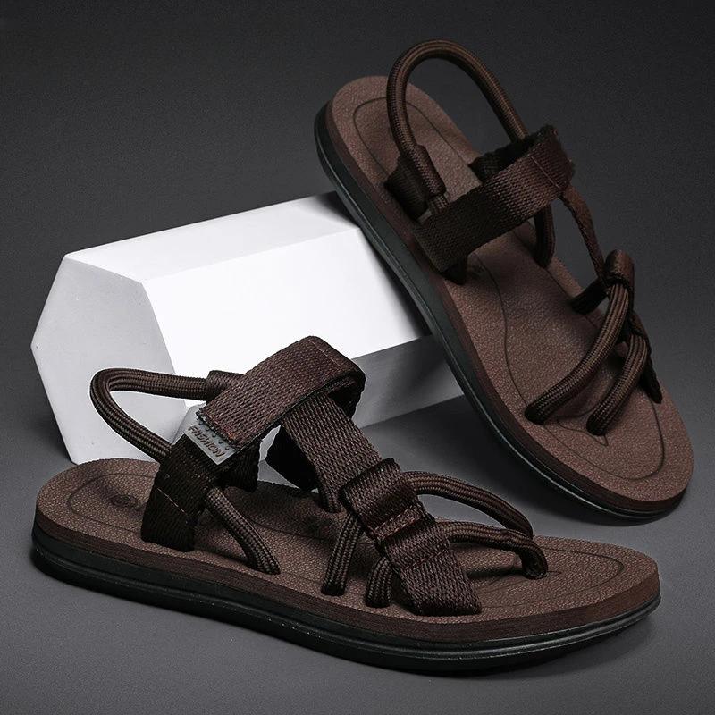 Модные повседневные сандалии на плоской подошве для мужчин, оригинальная роскошная обувь 2024 года, летние, большой размер, удобный, номер 41 V, дешевая ликвидация H