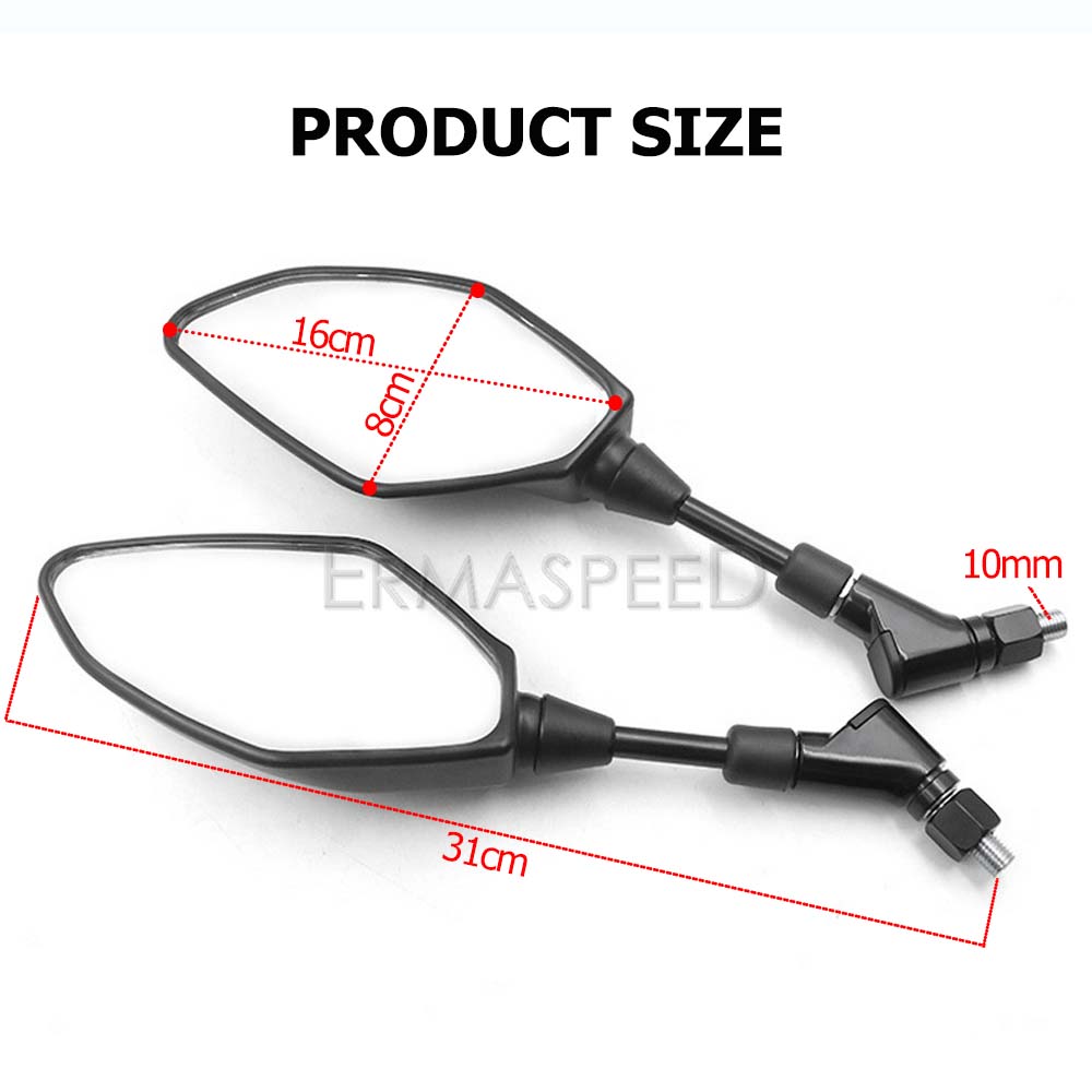 Для MT09 MT07 мотоциклетные зеркала, боковые зеркала заднего вида, 10 мм, черные, универсальные, совместимые с уличным велосипедом, квадроциклом