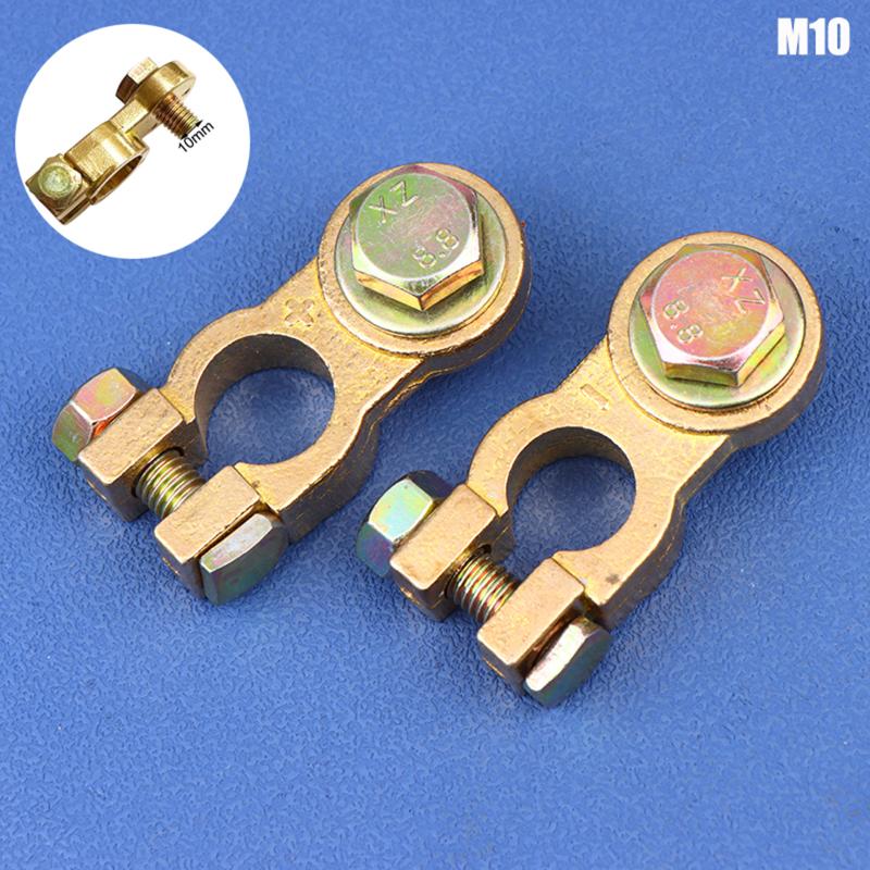 2Pcs M8 M10 Car Battery Terminal Wire Clamps Brass Positive Negative Top Post Connectors Battery Terminal Clips