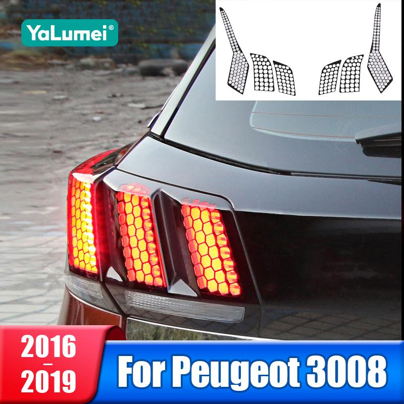 For Peugeot 3008 2016 2017 2018 3008 GT Car Rear Tail Light Lamp Honeycomb 3D Sticker Protector Trim Accessories 6pcs
