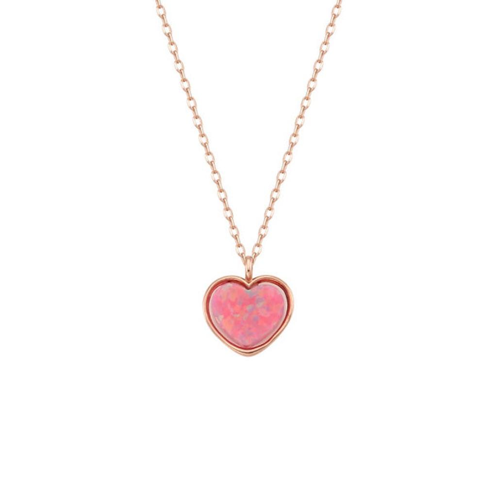 LLOYD Heart Pink Color Opal Collection 10K Gold Necklace LNT18085T