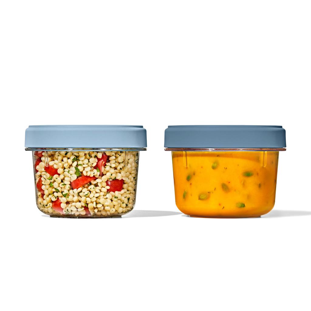 OXO Twist Stack and Freezer for Food Storage and Meal with Containers, 2-Piece Set, 592ml, Microwave, Dishwasher, Safe, Prep, Gaskets, Stackable.