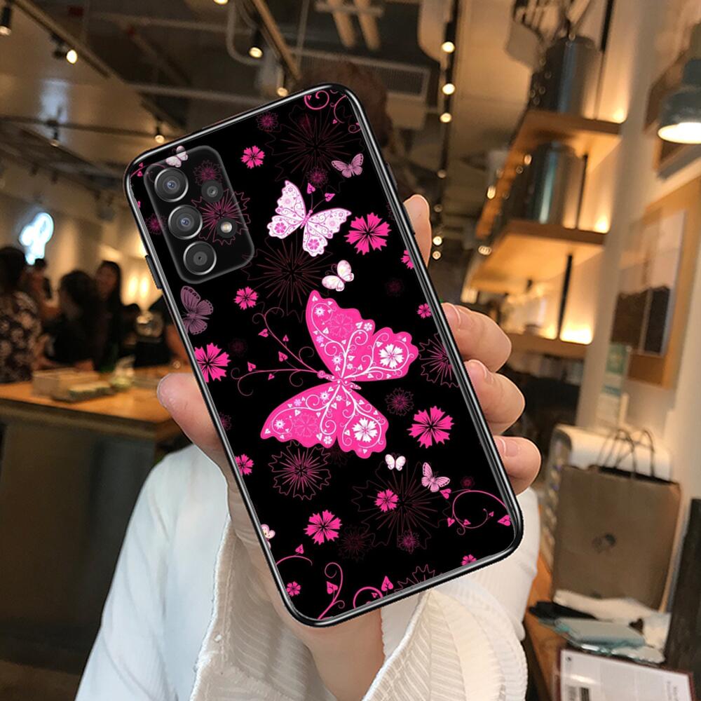 Красивый чехол для телефона с узором бабочки для Samsung Galaxy A70 A50 A51 A71 A52 A40 A30 A31 A90 A20E 5G a20s Black Shell Art
