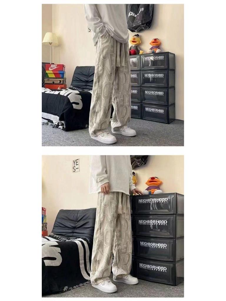 Мужские вельветовые брюки с принтом и широкими штанинами — модный повседневный стиль Гонконга