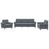 3 Piece Velvet Sofa Set with Cushions Dark Grey