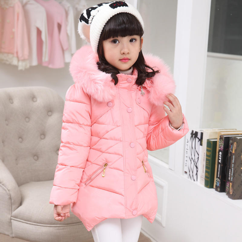 Winter Jackets Girls Coat Fashion Long Style Hooded Outerwear Thicken Warm Children's