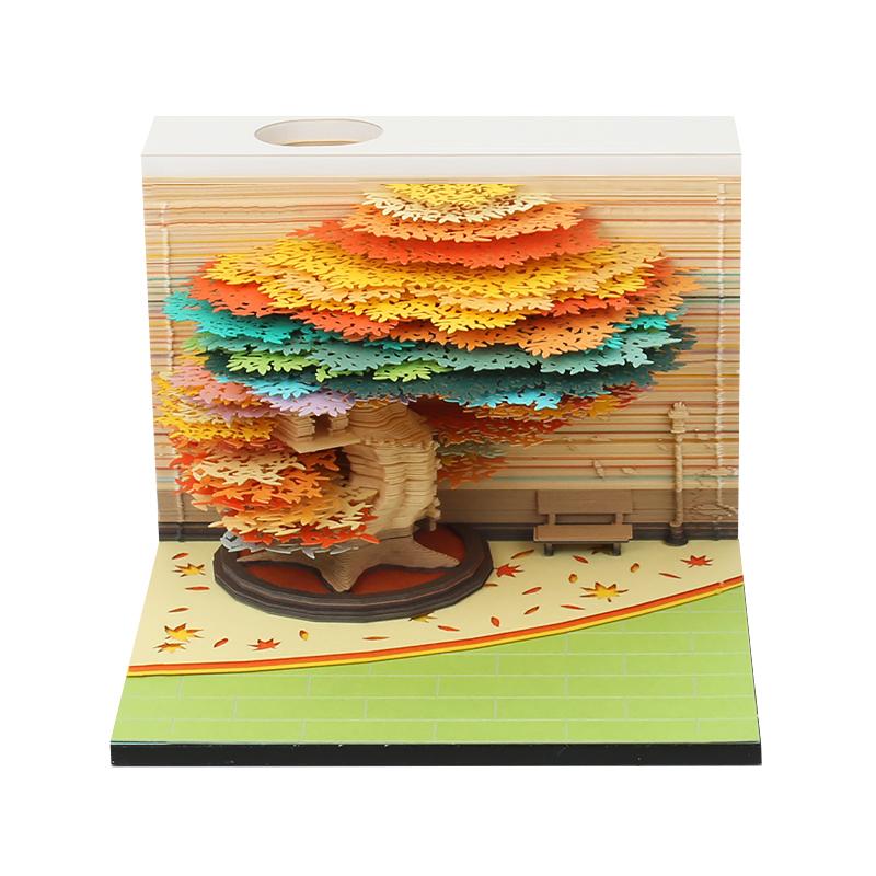 Creative Decoration Paper Craft Four Seasons Tree 3D Notepad Paper Carving Landscape Custom Memo Pad Sticky Note for Paper Gift