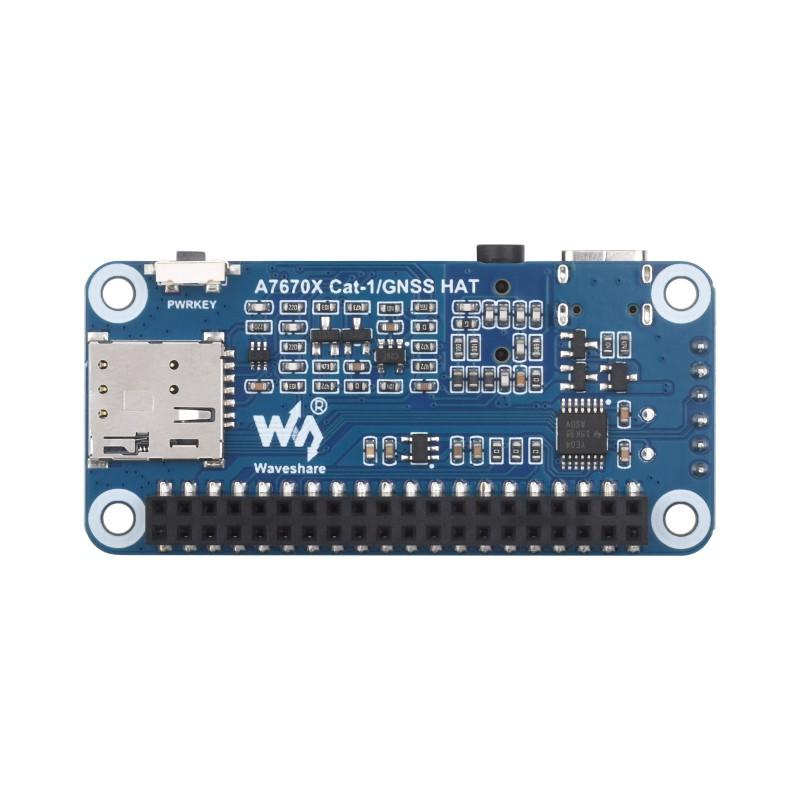Cat-1/GSM/GPRS/GNSS HAT for Raspberry Pi, Based on A7670E Module, LTE Cat-1 / 2G Support, GNSS Positioning