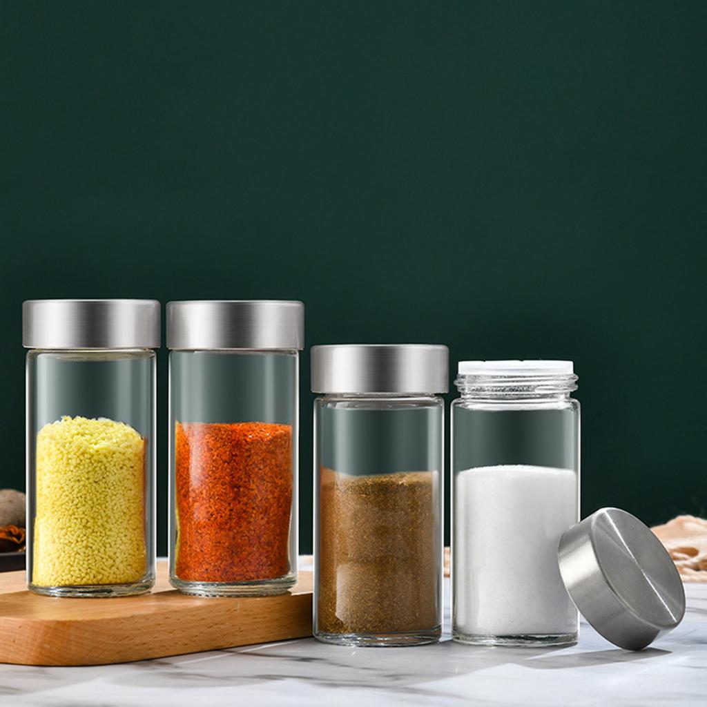 Kitchen Utensils Round Glass Spice Bottle Household Sprinkler Bottle Swivel Opening Closing Spice Set
