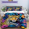3pcs Leopard Floral Bedding Cover Set, Fashion Classic Popular Print Bedding Set, Soft Comfortable, All - Season Use, For Bedroom, Guest Room113
