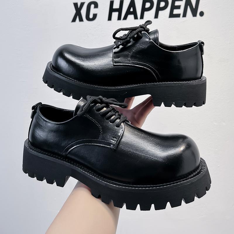 Кожаные туфли мужские летние повседневные британские туфли дерби на платформе свадебные черные ботинки Martin низкие 8831-A