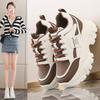 Fashion Fashion Lace Up Chunky Sneakers for Women Comfort Breathable Platform Sports Shoes Woman Pu Leather Thick Bottom Running Shoes