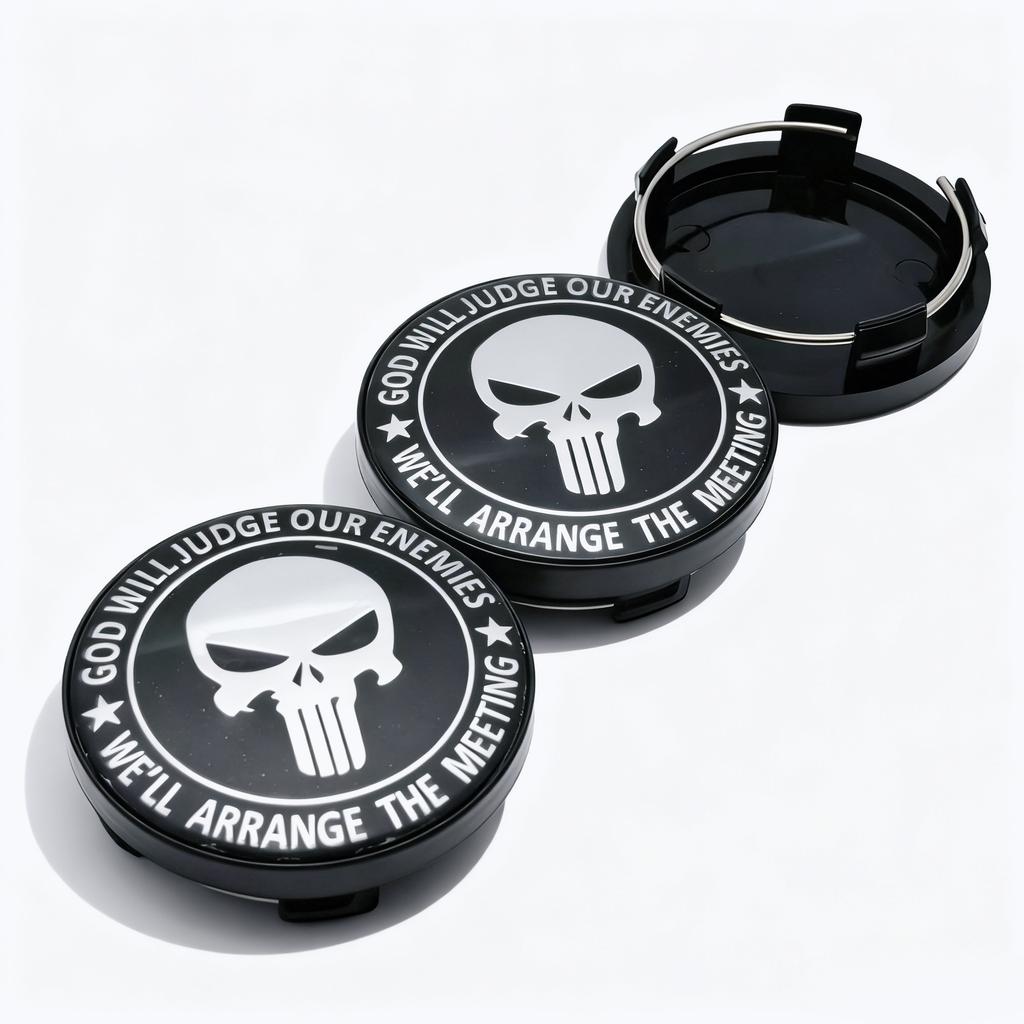4pcs Skull Logo Emblem Badge Car Wheel Center Caps OD 58MM ID 54MM Wheels Hub Cap Rim Hubcaps Dust Cover Replace Car Accessories