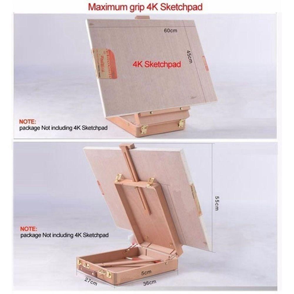 Wooden Children Drawing Supplies Table Desktop Easel Sketch Box Painting Supplies Oil Paint