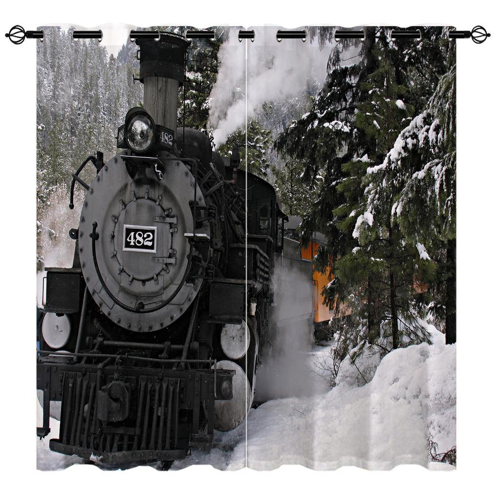 Curtain Retro Train Series 3D Digital Printing High Density Shading