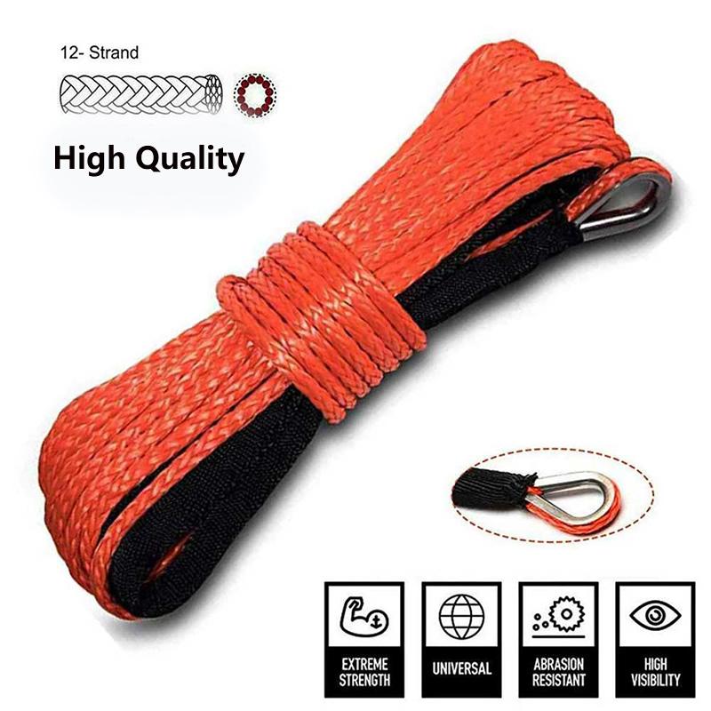 7mmx15m Truck Boat Emergency Replacement 9300lbs 12 Strand Stringt Car Outdoor Accessories Synthetic Winch Rope Cable ATV UTV