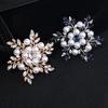 Diamond Snowflake Brooch High-End Female Personality Simple Pearl Brooch Niche Design Pin Suit Accessories