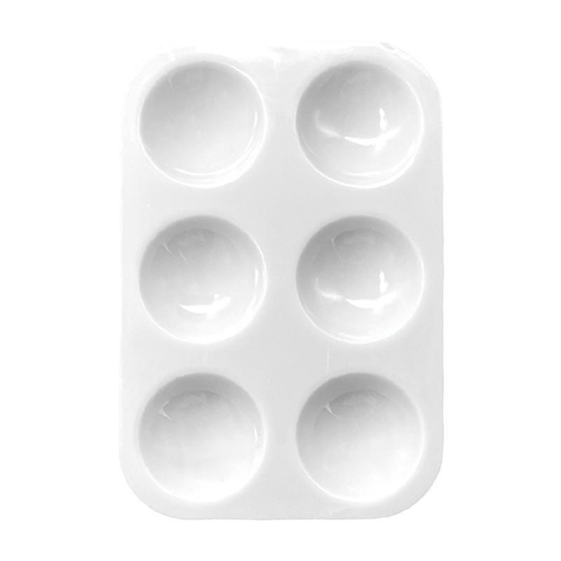 Белая 6-ячеечная прямоугольная пластиковая палитра для детской гуашевой и акварельной живописи