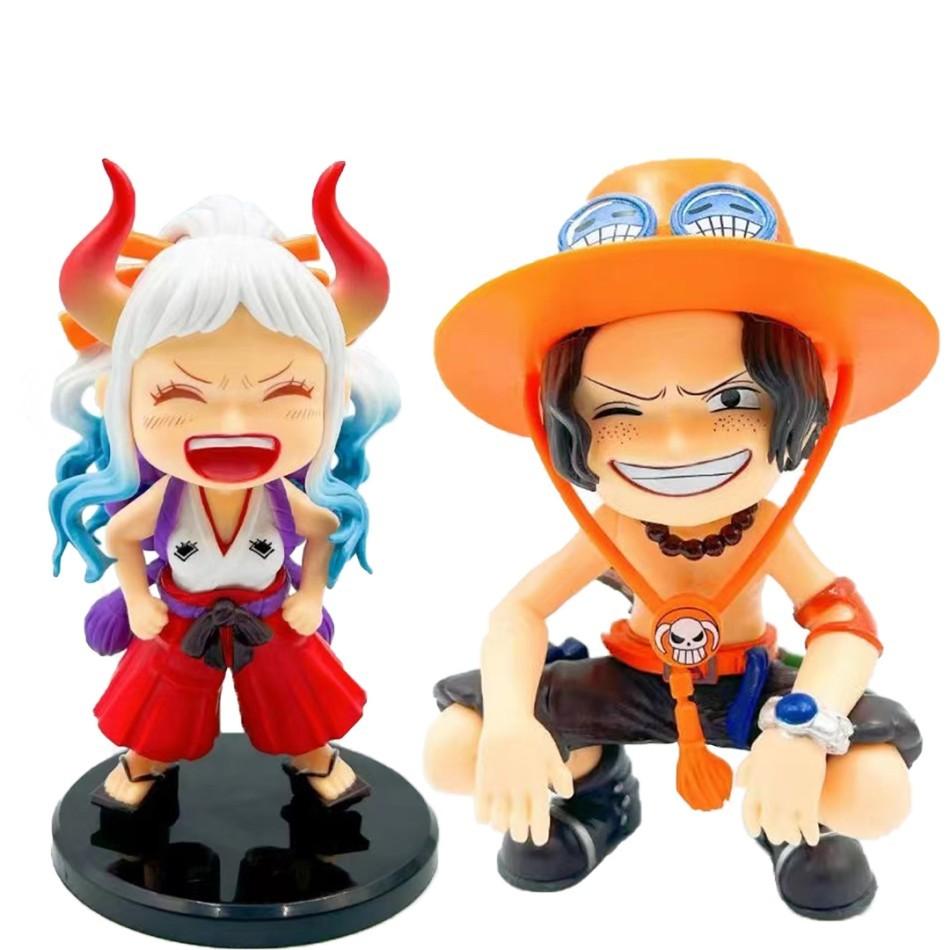 1-2Pcs One Piece Anime Figure Doll Portgas D Ace Yamato Q Version Model Decor Peripheral Ornament Children Charm Gifts Toys