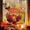 Autumn Harvest Wall Decals Thanksgiving Turkey Window Static Sticker, Decorative Removable PVC Decals, Reusable Glass Clings Theme for Indoor