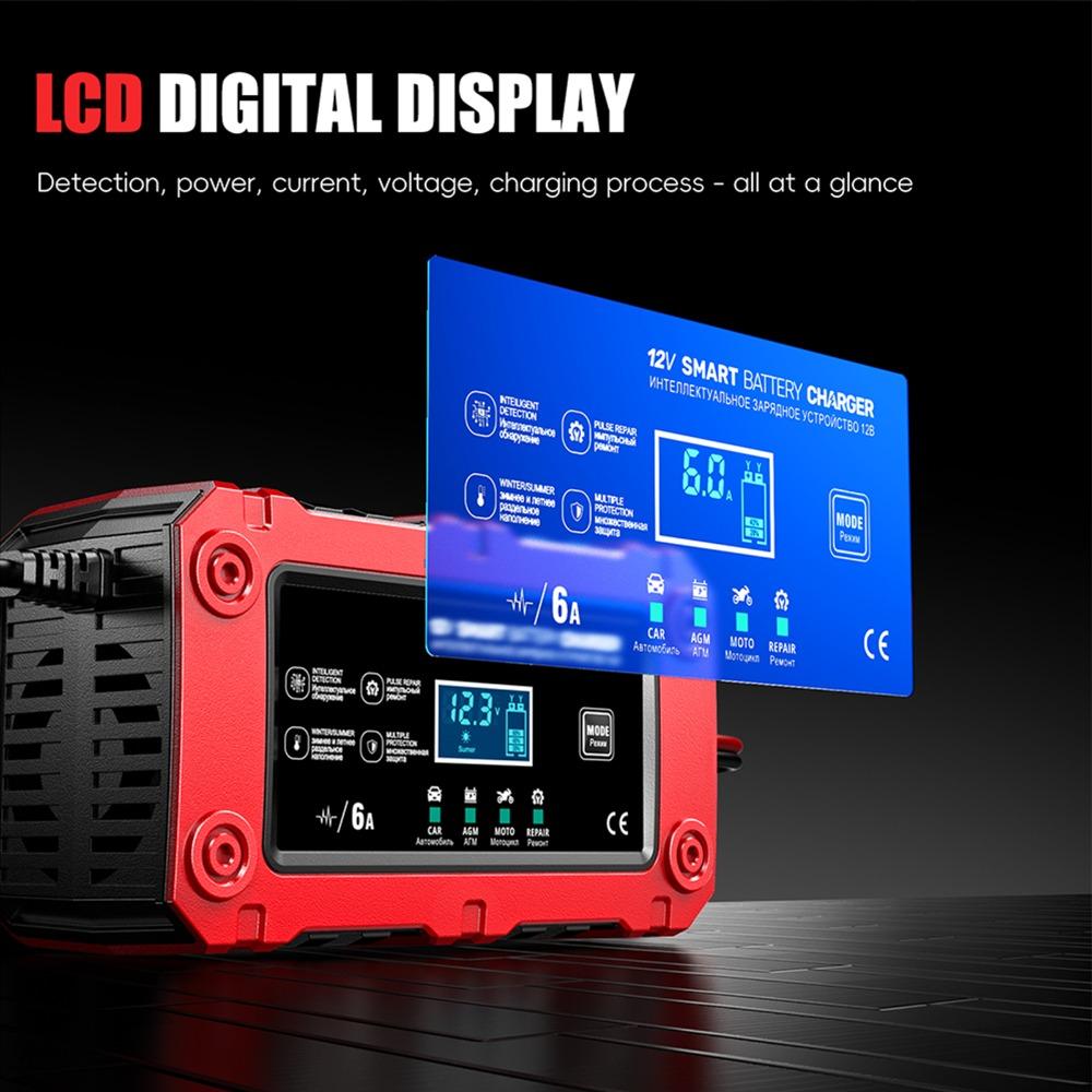 12V 6A Smart Battery Charger ABS Battery Maintainer New Car Battery Charger Battery Maintenance