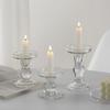 Ins Glass Candle Holders Candlestick Luxury Transparent Candle Tray For Wedding Party Romantic Decoration Ornaments Candlestick