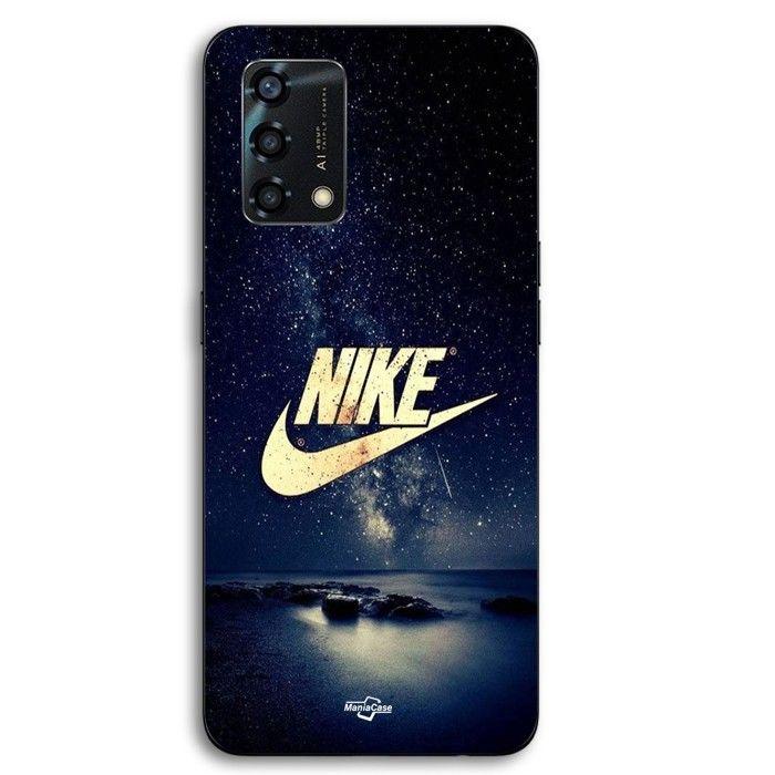 Coque - MANIACASE - Oppo A95 - Silicone TPU - Noir - Logo Nike doré nuit étoilée
