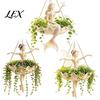 Vintage Style Hanging Basin Fairy Ballet Dancer Mermaid Planter, Resin Decorative Flower Pot with Metal Chain, Wall Vase Outdoor Indoor Garden