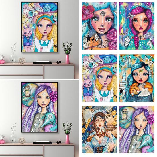 DIY 5D набор для рисования горным хрусталем красочная смола девушка узор горный хрусталь искусство для взрослых и детей яркий цвет горный хрусталь рисунок домашний декор