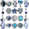 Новая медная синяя серия блестящий цирконовый шарм-бусина подходит для оригинального браслета-подвески, ожерелья, для изготовления ювелирных изделий, подарок для женщин