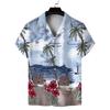 2025 Summer Men's Casual Coconut Tree Print Short Sleeve Polo Cardigan European And American Hawaiian Floral Shirt For Men