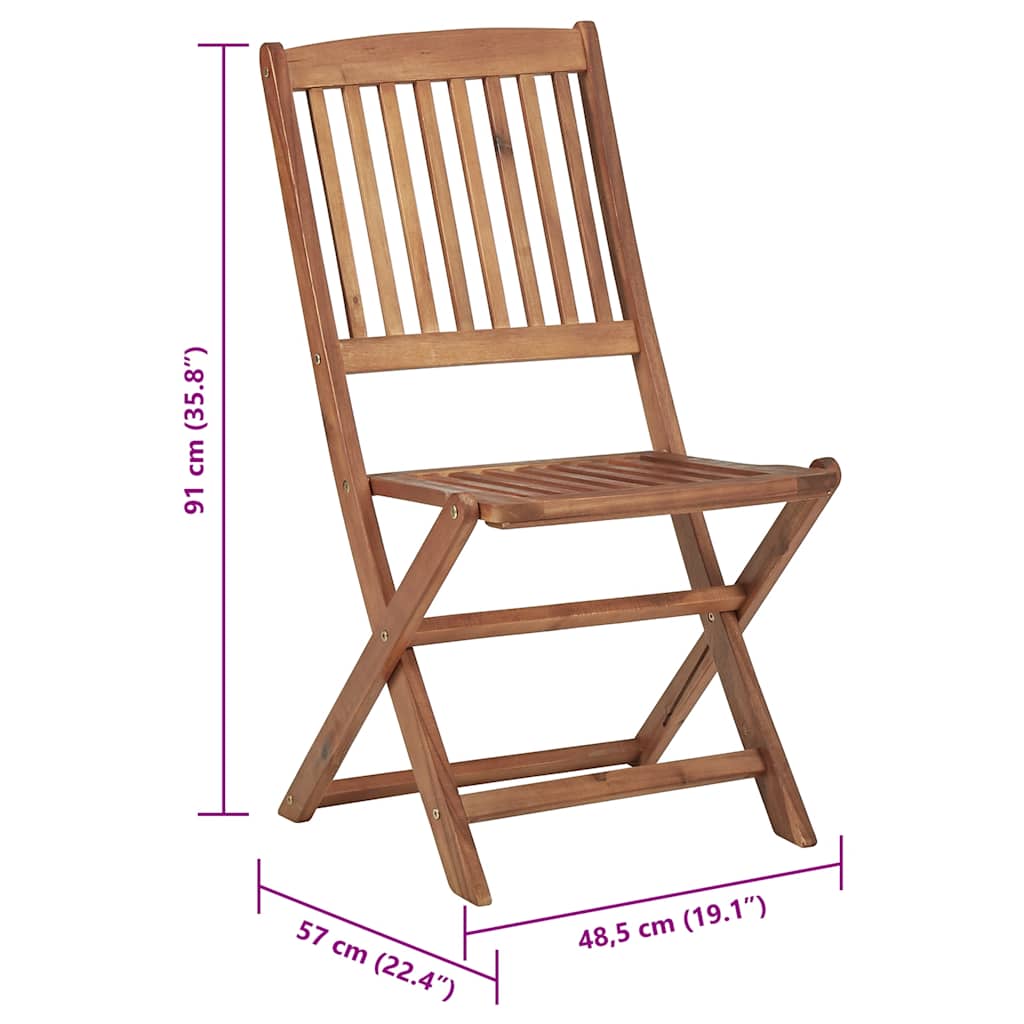 Foldable Garden Chairs 8 pcs with Cushions Solid Acacia Wood