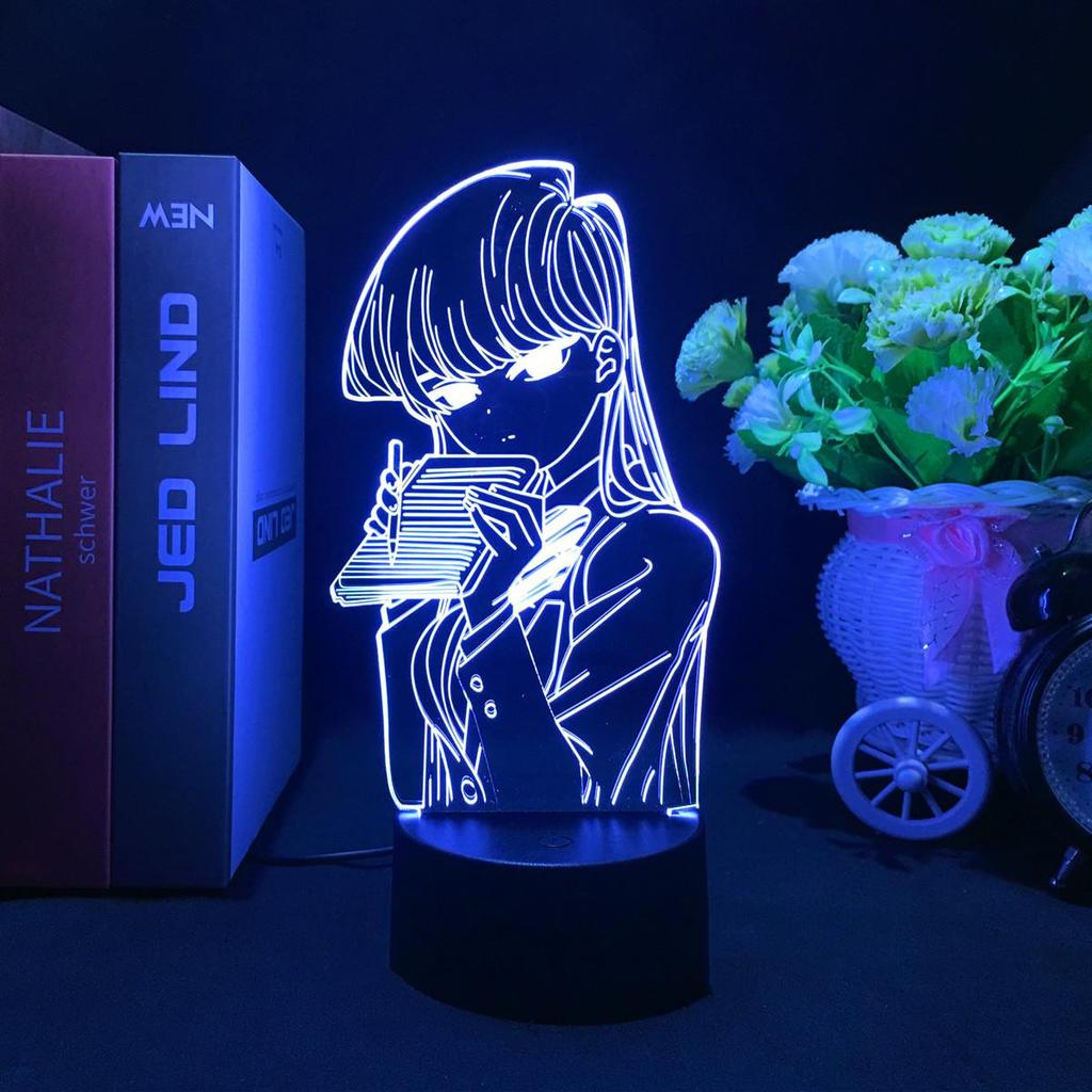 Светодиодный светильник в стиле аниме «Коми не может общаться» для детей, украшение для спальни, ночник, детский подарок на день рождения, декор комнаты, 3d лампа, манга