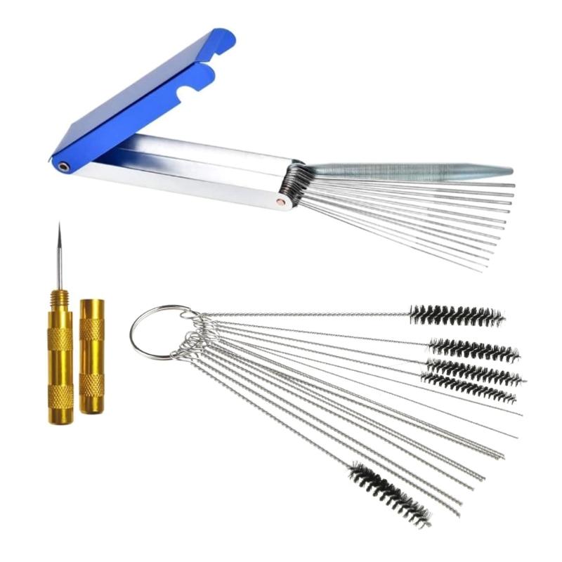 Набор инструментов для очистки карбюраторных жиклеров с иглами и щетками для очистки карбюраторных проводов