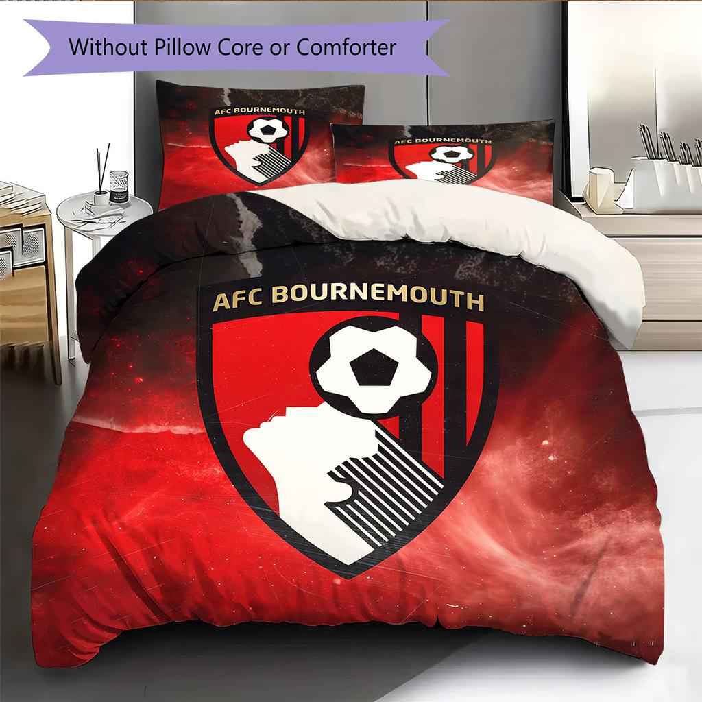 AFC Bournemouth Pattern Bedding Quilt Set Home Decoration Gift (1 * duvet cover + 2 * pillowcase without core)