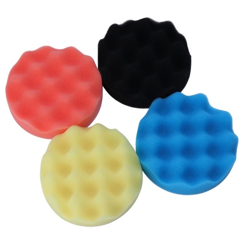 4Pcs Car Polishing Pad Kit 3/4/5/6/7 Inch Self-Adhesive Buffing Wheel Car Detailing Waxing Sponge Pads Auto Care Cleaning Tool