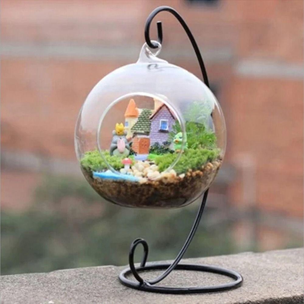 Iron Art Glass Ball Hanging Stand Retro Iron Display Stand Ecological Bottle Stand  Vase