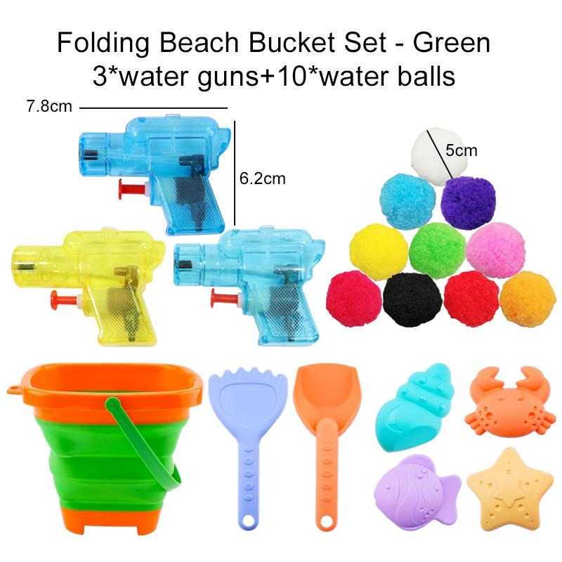 Children Summer Sand Playing Toys Plastic Seaside Outdoor Folding Bucket Water Gun Entertainment Over 3 Years Old Kids Gifts TMZ