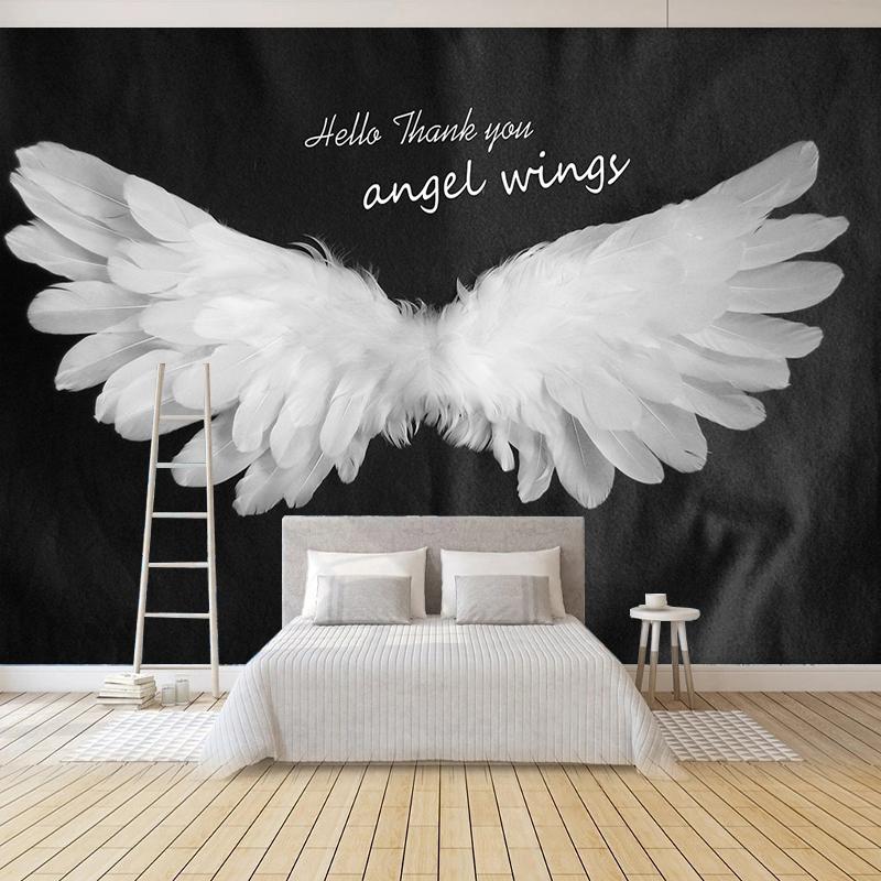 3D настенные обои абстрактный европейский ангел с белыми крыльями фото настенная живопись гостиная ТВ диван фон стена домашний декор