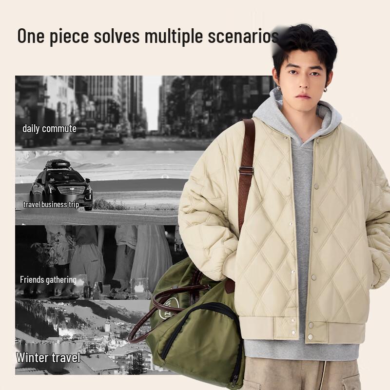 MINISO Men's Winter Plush Lined Baseball Jacket