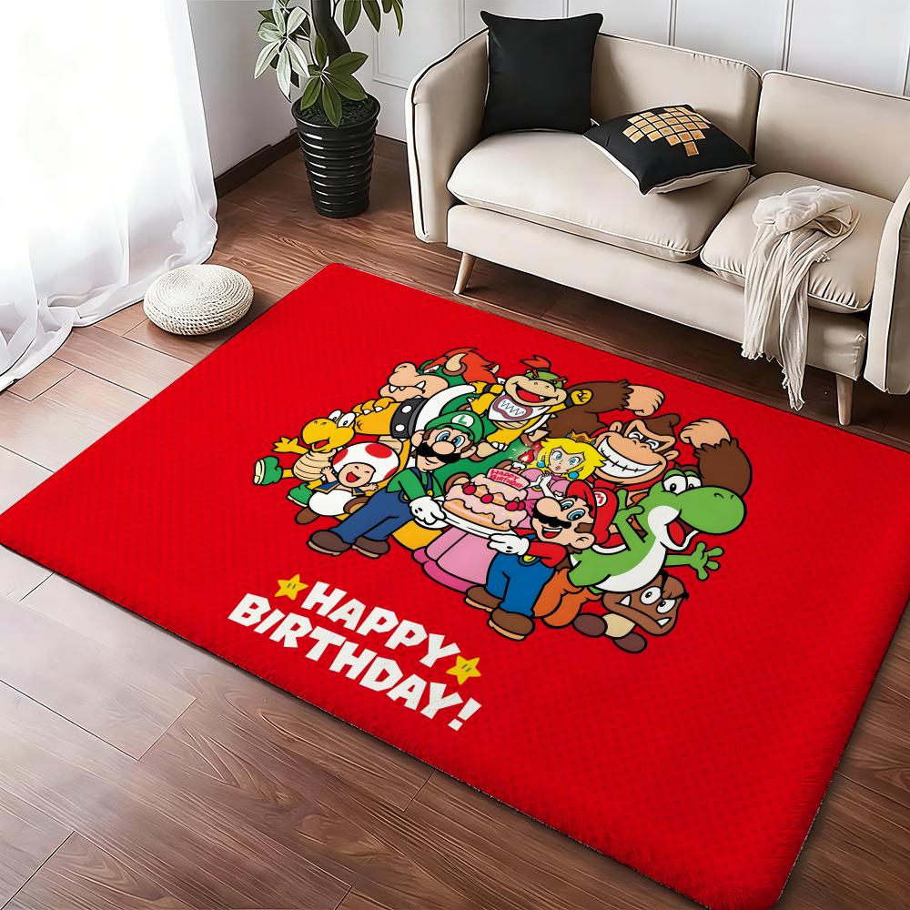 Classic Anime Game MM-Marios Character Floor Mat Cozy Flannel Soft Thick Non-Slip Mat For Living Room Bedroom Kitchen Decor Rugs