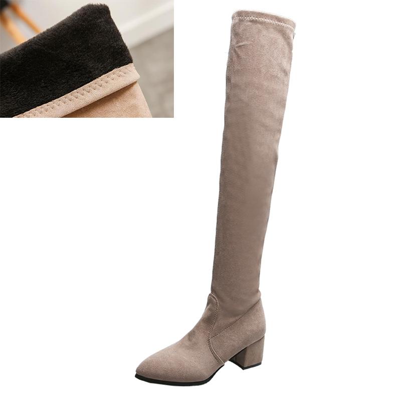 Thigh High Boots Women 2024 Winter Fashion Boots New Over Knee Boots Women Shoes Sexy High Heels Boots Red Warm Fur Black Boots